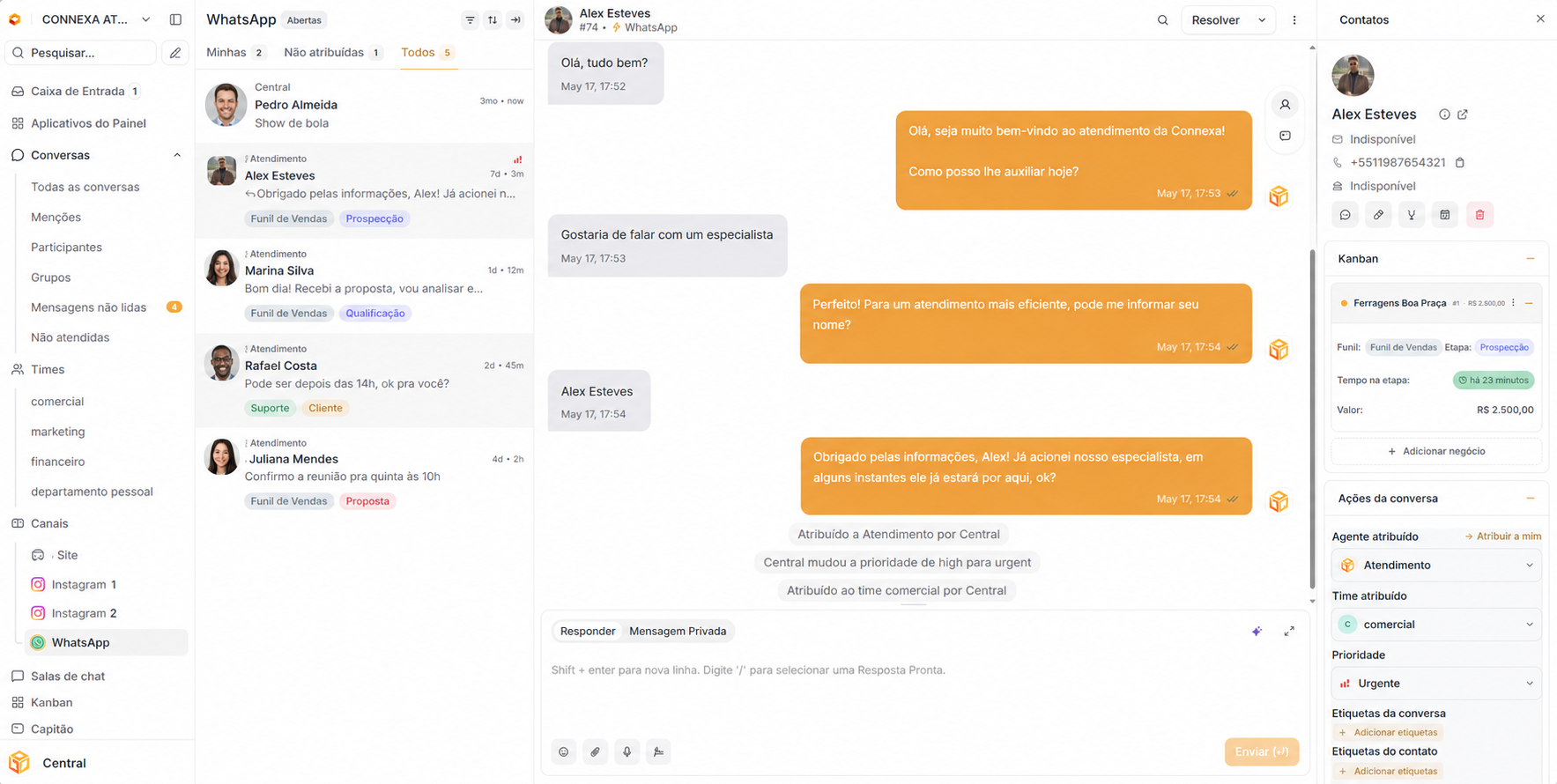 Tela de conversa do Talk Connexa